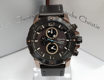 Jam Tangan Pria Alexandre Christie AC 6410 Black Brown Original