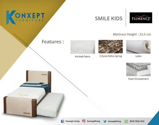 Bed 3in1 Florence Springbed SMILE KIDS 120 x 200 - Full Set-2