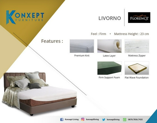 Kasur Florence Latex Rebonded LIVORNO 200 x 200 - Full Set Original-2