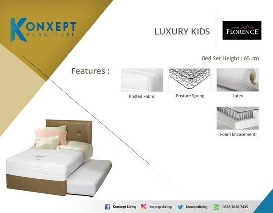 Bed 2in1 Florence Springbed LUXURY KIDS 120 x 200 - Full Set-3