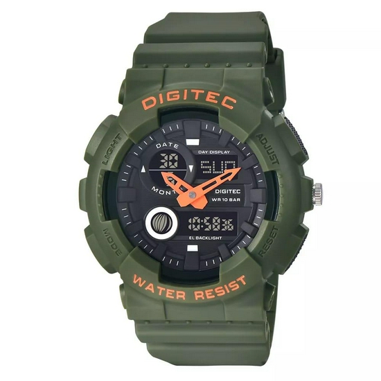 Digitec DA-2185T Jam Tangan Pria Dual Time Original Rubber - Hijau