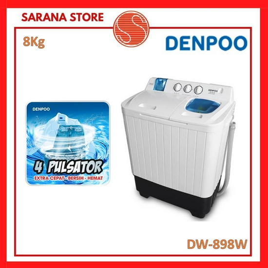 Mesin Cuci Denpoo 2 Tabung DW-898W DW898 [8Kg]