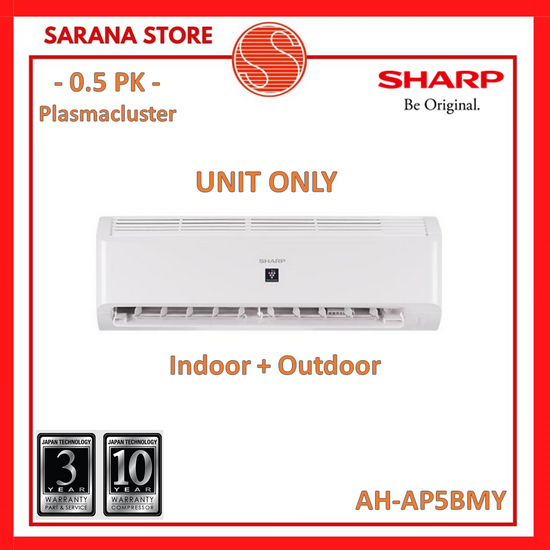 SHARP AC 0.5PK Plasmacluster AH-AP5BMY 1/2PK AP5BMY - UNIT