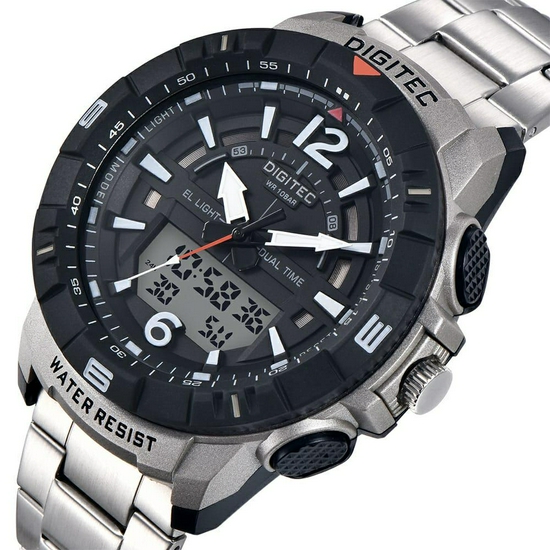 Digitec DA-2131R Jam Tangan Pria Dual Time Original Stainless Steel -2