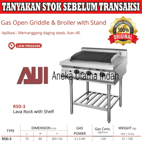 Getra RSD-3 Gas Open Broiler With Stand - Alat Pemanggang Daging Steak