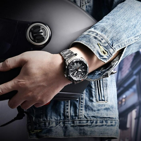 Digitec DA-2131R Jam Tangan Pria Dual Time Original Stainless Steel -5