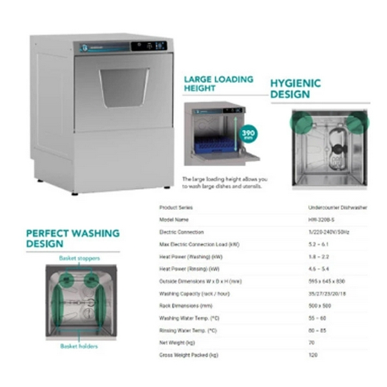 Hoshizaki HW-320B-S Undercounter Dishwasher / Mesin Pencuci Piring