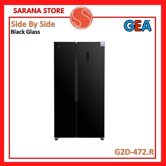 Kulkas Side by Side GEA G2D-472R Black Glass 2 Pintu 472 Liter G2D 472