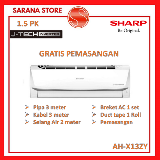 AC SHARP Jtech Inverter 1.5 PK R32 AH-X13ZY 1.5PK AHX13ZY - PASANG