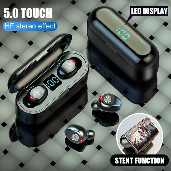 Headset Bluetooth TWS F9-5 LED Smart Display with Powerbank - f9-5.1
