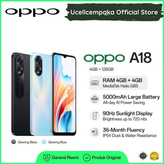 Oppo A18 4/128 GB - Garansi Resmi 