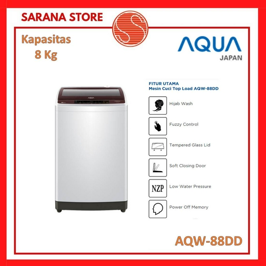 AQUA Mesin Cuci 1 Tabung AQW-88DD AQW88DD 88DD Hijab Mode Top Loading
