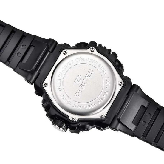 Digitec DA-2175T Jam Tangan Pria Dual Time Original Rubber-Hitam Merah-4