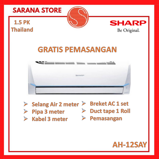 SHARP AC 1.5PK AH-A12SAY 1.5PK Split Standard Thailand - PASANG