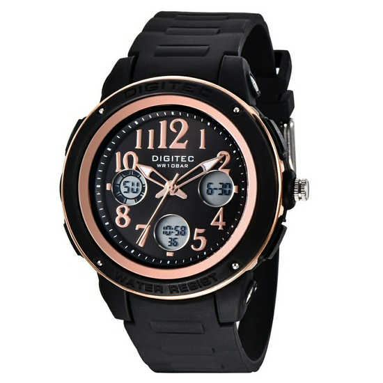 Digitec DA-4091T Jam Tangan Wanita Dual Time Original Rubber-Hitam