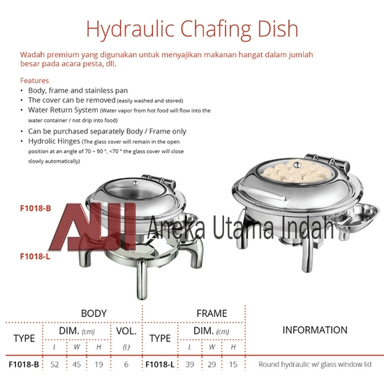 Getra F1018-B & F1018-L Hydraulic Chafing Dish - Penghangat Makanan