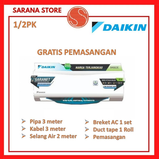 AC DAIKIN 1/2 PK FTP15AV 0.5PK 15AV Breeze Standard Malaysia - PASANG