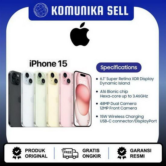 Apple iPhone 15 Garansi Resmi - 6GB/256GB