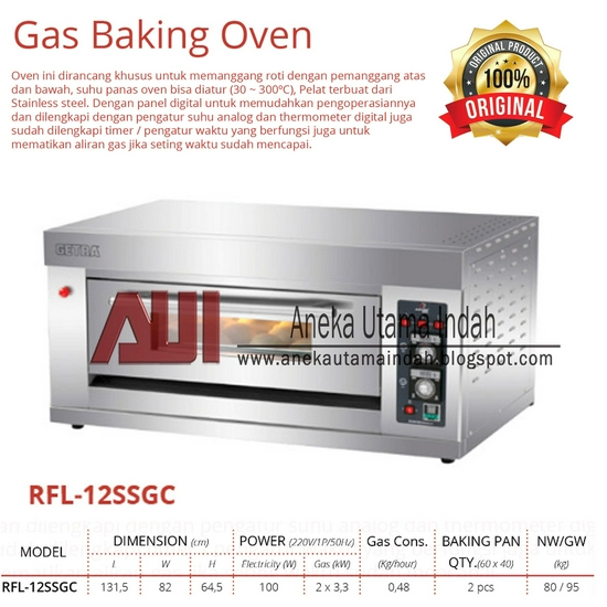 Getra RFL-12SSGC Gas Baking Oven Atau Oven Pemanggang Roti Gas