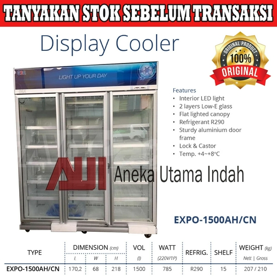 EXPO-1500AHCN 3 (Tiga) Pintu Showcase / Display Cooler / Kulkas Kaca