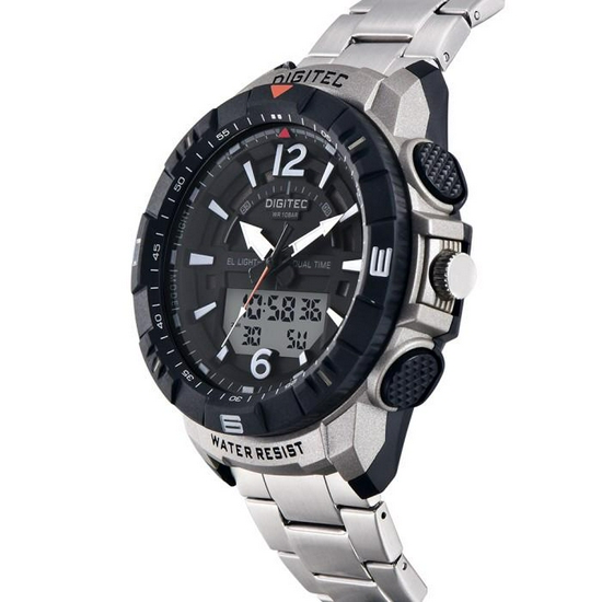 Digitec DA-2131R Jam Tangan Pria Dual Time Original Stainless Steel -3
