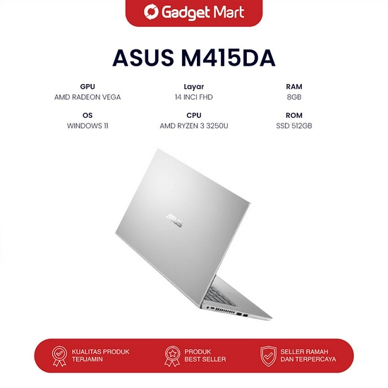 Laptop ASUS M415DA AMD R3 3250U 8GB SSD 512GB W11 OHS21 14 FHD