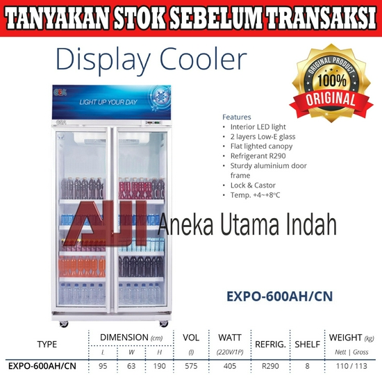 GEA EXPO-600AH/CN 2(Dua) Pintu Showcase / Display Cooler / Kulkas Kaca