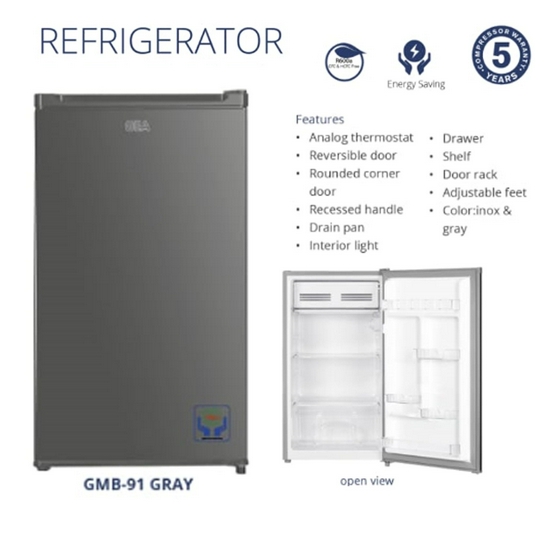 Gea GMB-91 GRAY Mini Bar Refrigerator - Kulkas Mini Untuk Hotel Rumah