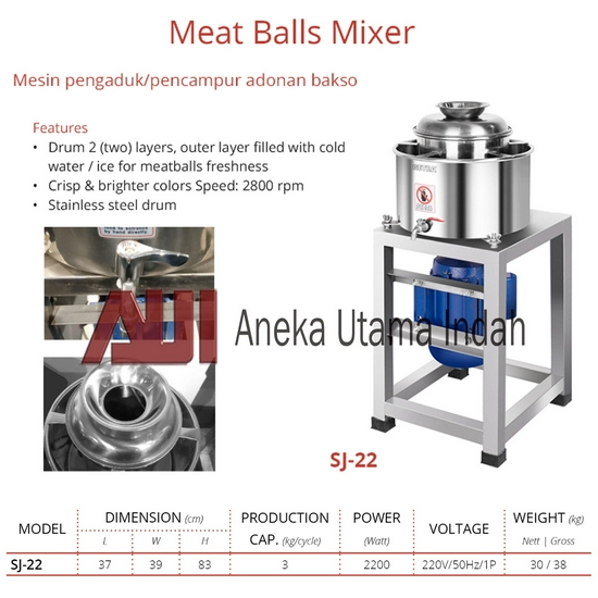 Getra SJ-22 Meat Balls Mixer - Mesin Pengaduk / Pencampur Adonan Bakso