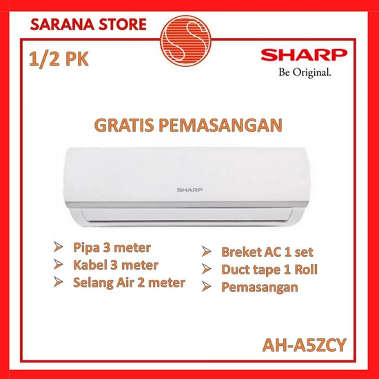 SHARP AC 0.5PK Low Watt Series AH-A5ZCY 1/2PK Split Standard - PASANG