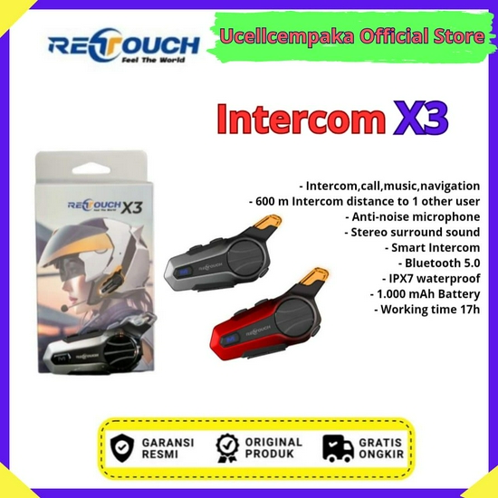 Retouch X3 Headset Bluetooth Khusus Helm Garansi Resmi