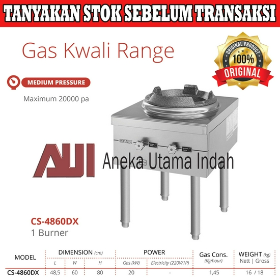 GETRA CS-4860DX MEDIUM PRESSURE KWALI RANGE - WOK RANGE