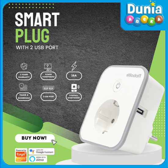 Robolife Smart Plug P1TYU2 + Monitor Listrik (1 Colokan)