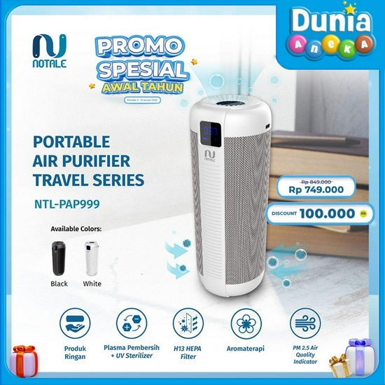 NOTALE PORTABLE AIR PURIFIER CAR TRAVEL UVC HEPA13 PLASMA AROMATHERAPY