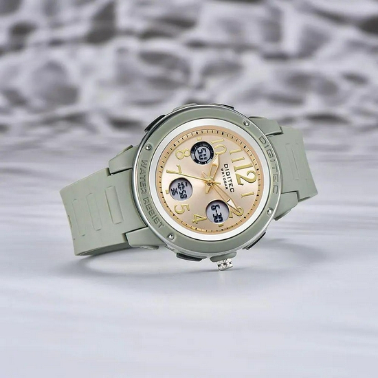 Digitec DA-4091T Jam Tangan Wanita Dual Time Original Rubber-Hijau-3