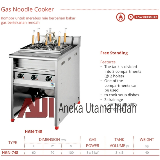 GETRA HGN-748 Gas Noodle Cooker Free Standing - Alat Perebus Mie