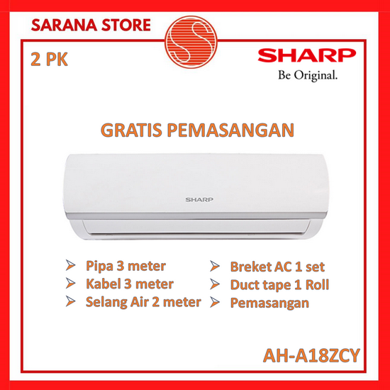 AC SHARP 2 PK Split Standar AH-A18ZCY 18ZCY R32 Low Volt - PASANG