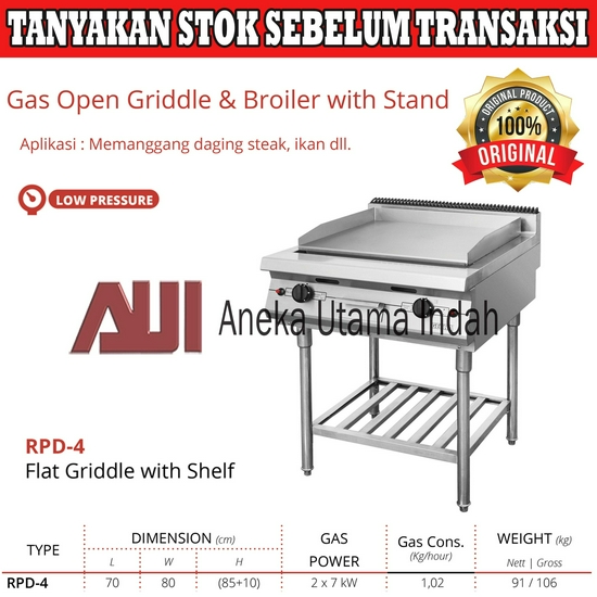 Getra RPD-4 Gas Open Griddle With Stand - Alat Pemanggang Daging Steak