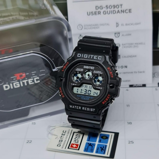 Digitec DG-5090T Jam Tangan Digital Original Rubber - Hitam Merah-2