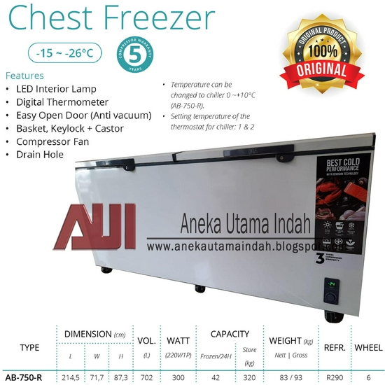 Gea AB-750-R Mesin Pendingin - Pembeku Penyimpan Ice Cream Daging Beku