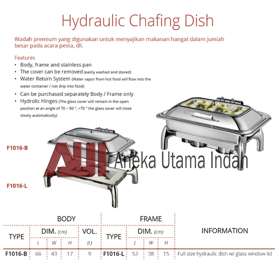 Getra F1016-B & F1016-L Hydraulic Chafing Dish - Penghangat Makanan