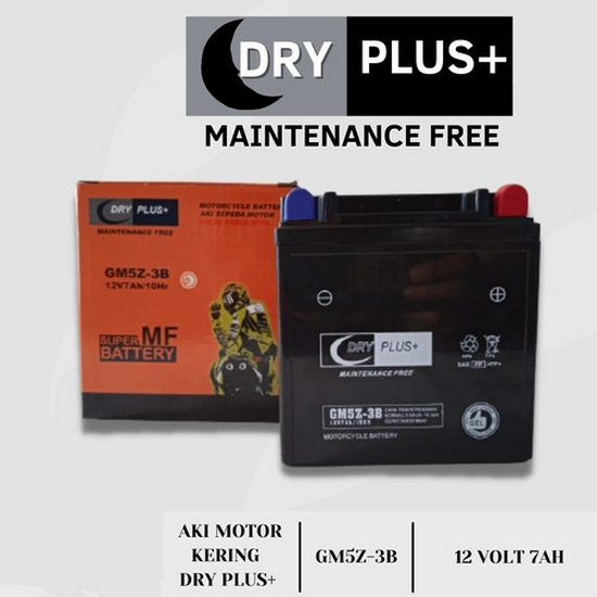 Aki motor dry plus gm5z-3b 12v 7ah untuk motor bebek Mio sporty dll