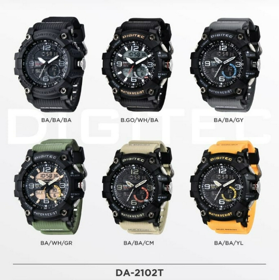 Jam Tangan Digitec DA-2102T Dual Time Original Rubber Strap - Hitam Putih Rosegold-3