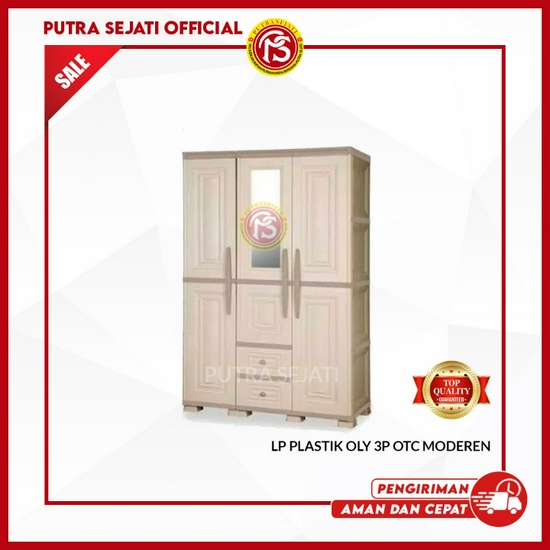 LEMARI PAKAIAN PLASTIK 3 PINTU OTC MODEREN