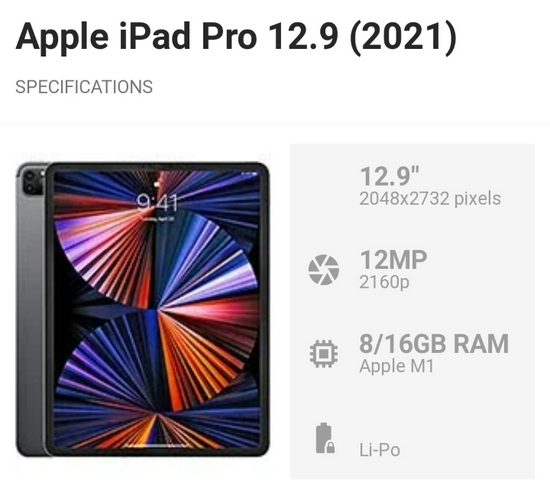 Apple iPad Pro M1 12,9'' (2021) 128GB Wifi Only - Garansi Resmi