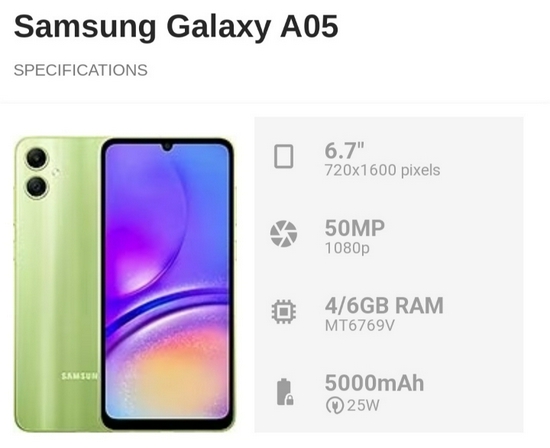 Samsung Galaxy A05 RAM 4GB ROM 128GB - Garansi Resmi