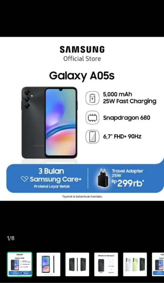 SAMSUNG GALAXY A05S 6/128GB RESMI