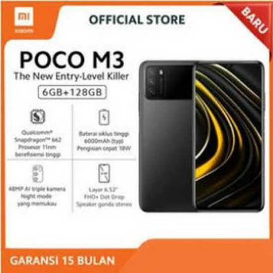 XIAOMI POCO M3 6GB 128GB POWER BLACK - GARANSI RESMI