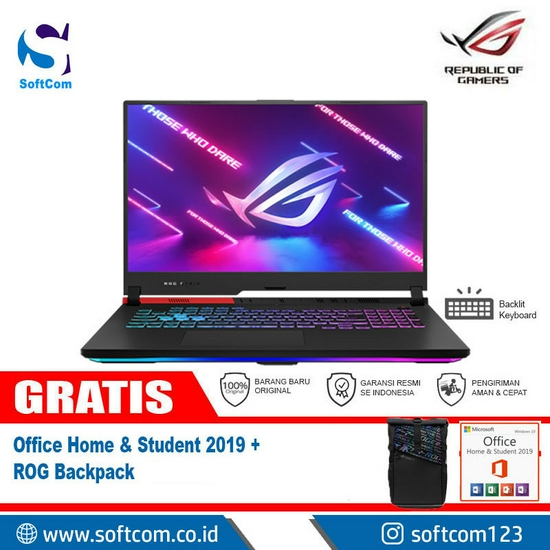 Asus ROG Strix G17 G713IC-R735B6T-O /AMD Ryzen 7-4800H/8GB/512GB SSD/VGA 4GB/17.3″/Win 10 Home+OHS 2019/Original Black