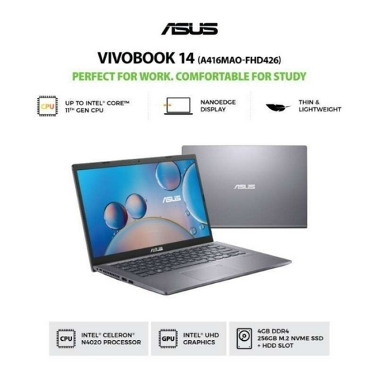 Asus VIVOBOOK A416MAO Intel N4020 Ram 8GB SSD 256GB Garansi Resmi